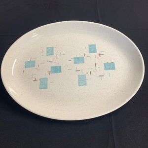 Vintage MCM Vernon Ware Platter. Heavenly Days Blue White, by Metlox